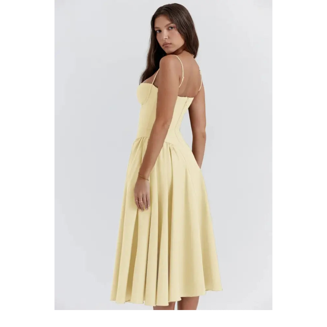 Elegant Essence Sleeveless Corset Midi Dress