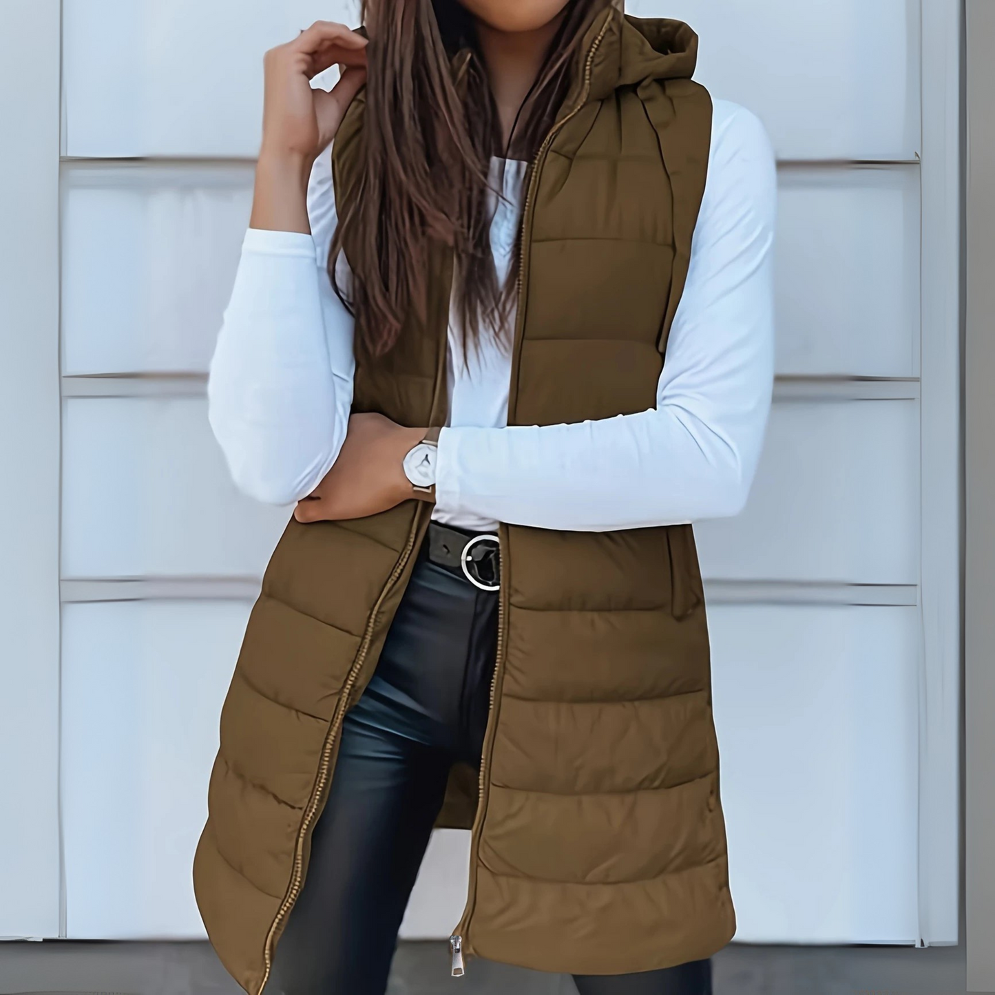 Charlotte | Sleeveless Hooded Long Puffer Gilet