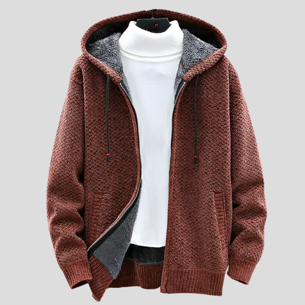 Nordic-Inspired Knit Hoodie