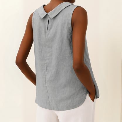 Clara – Sleeveless Top with Roll Collar