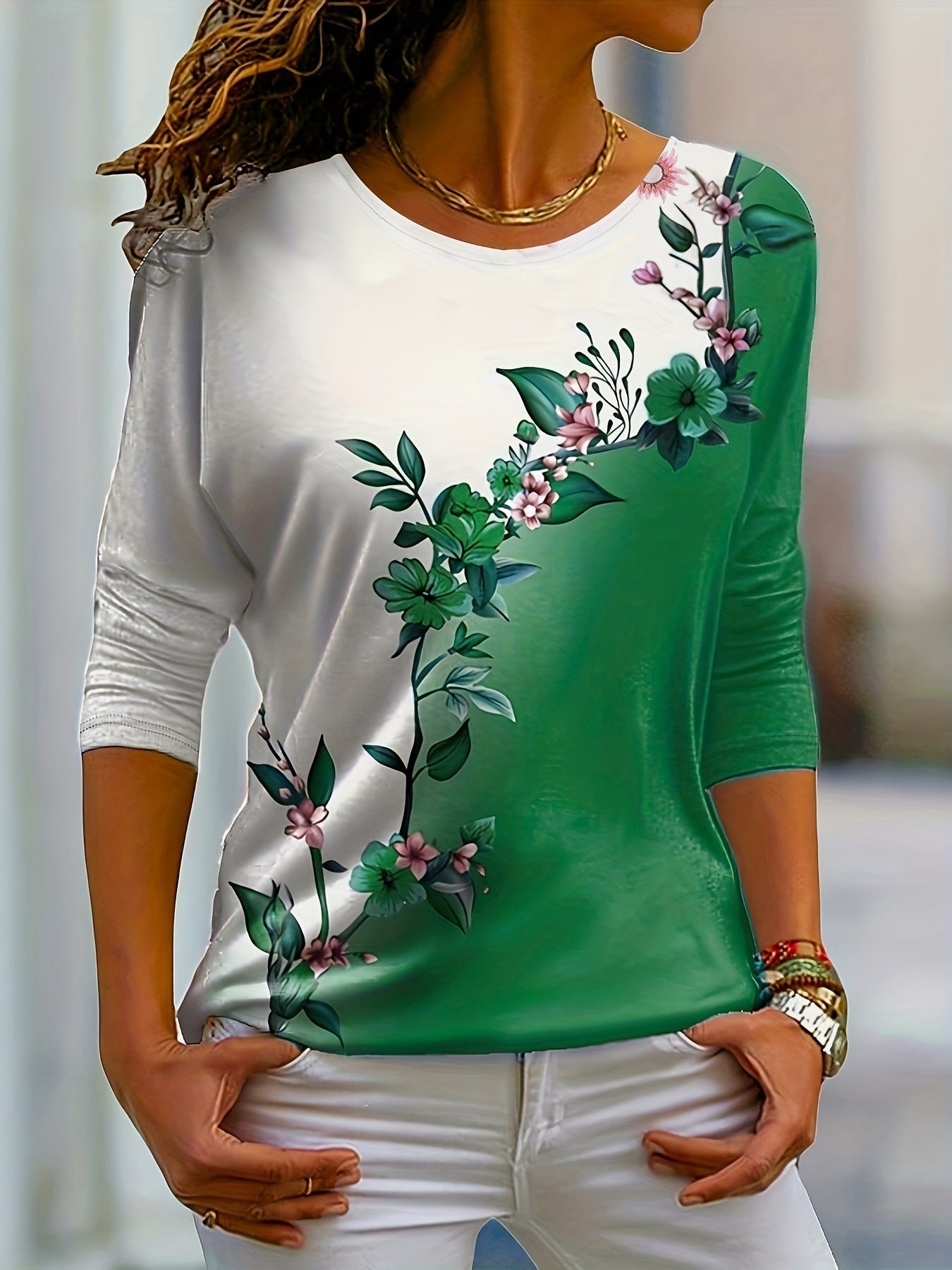 Lila's Floral Color Block Blouse