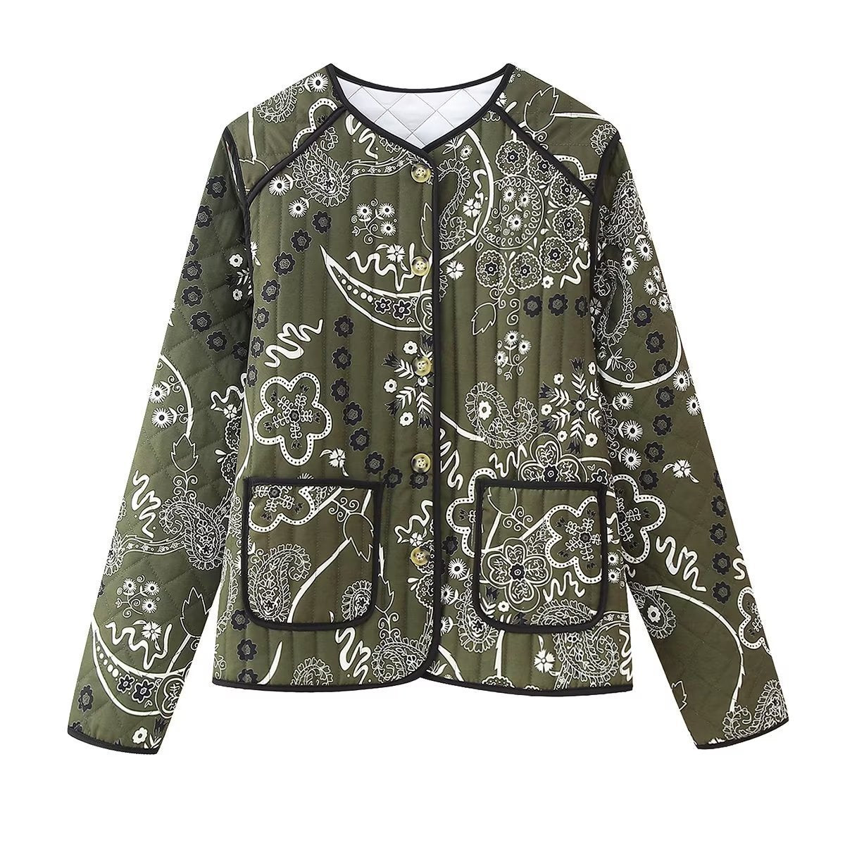 Luna™ - Retro Floral Quilted Cotton Jacket