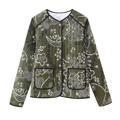 Luna™ - Retro Floral Quilted Cotton Jacket