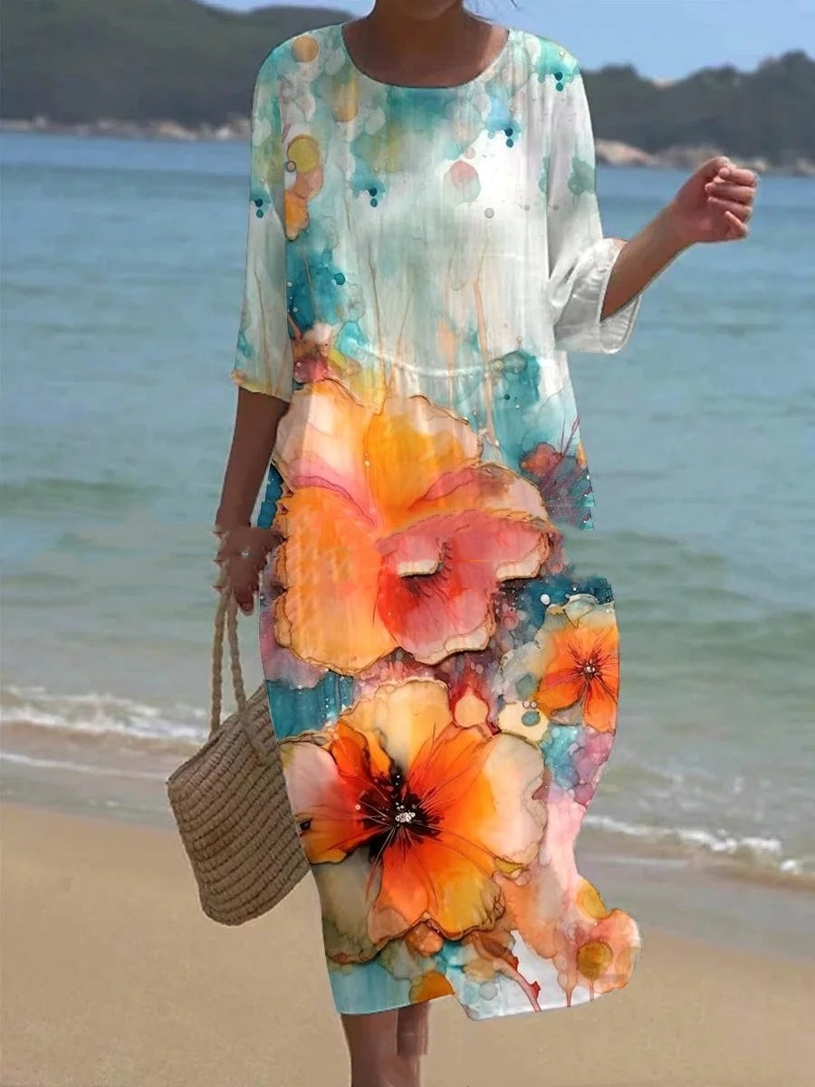Flora™ - Enchanted Garden Floral Dress with Belly Coverage