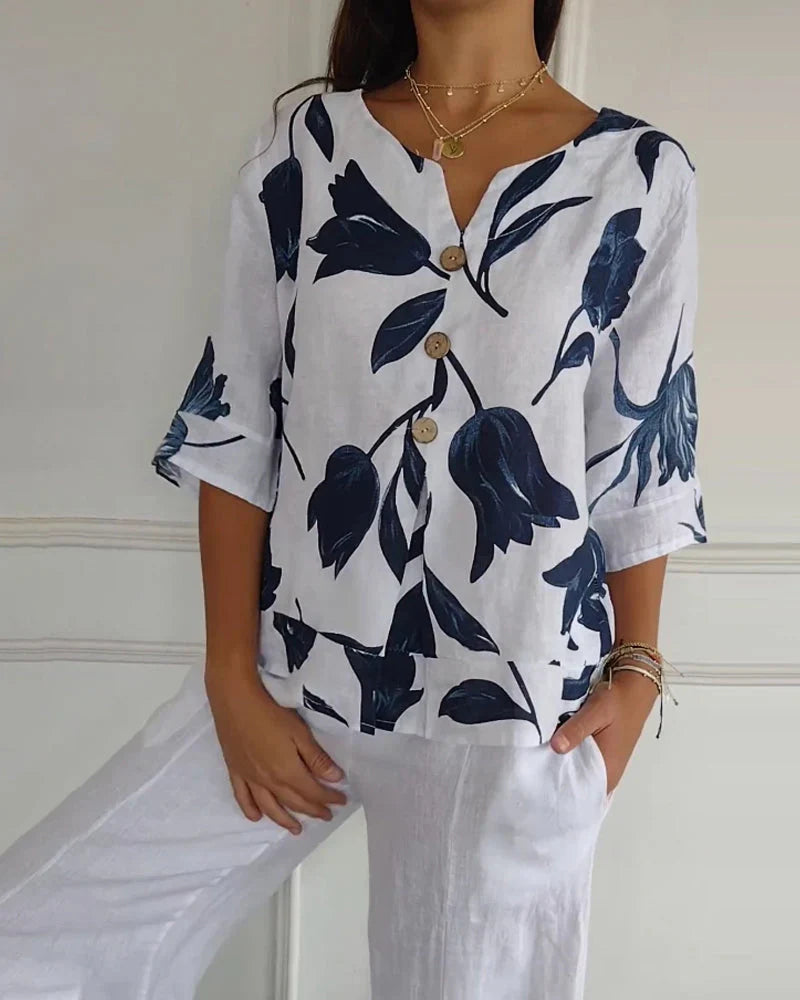 Floral Breeze Cotton Blouse