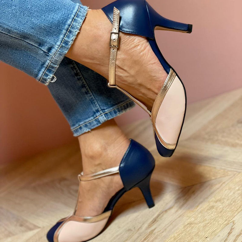 Alessia™ | Vibrant and Cozy T-Strap Pumps with Round Toe Design