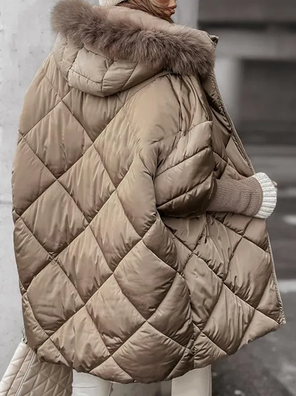Vivienne - Hooded Winter Coat with Diamond Pattern