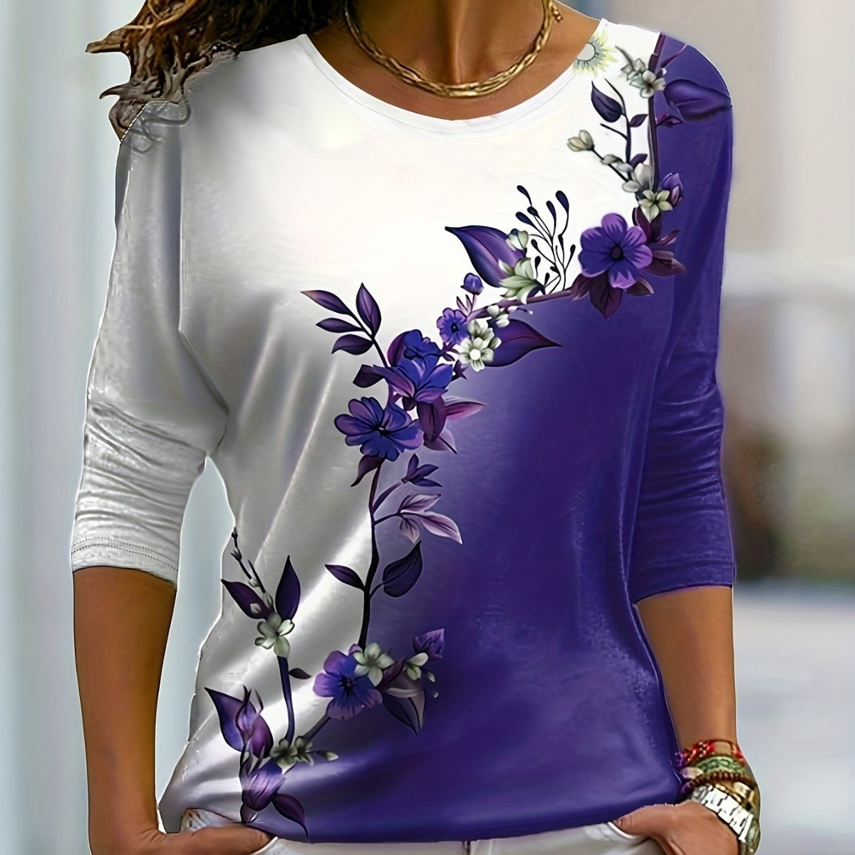 Lila's Floral Color Block Blouse