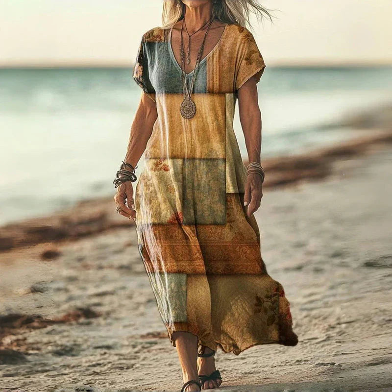Maxi Dress in Ember Sunset Breeze