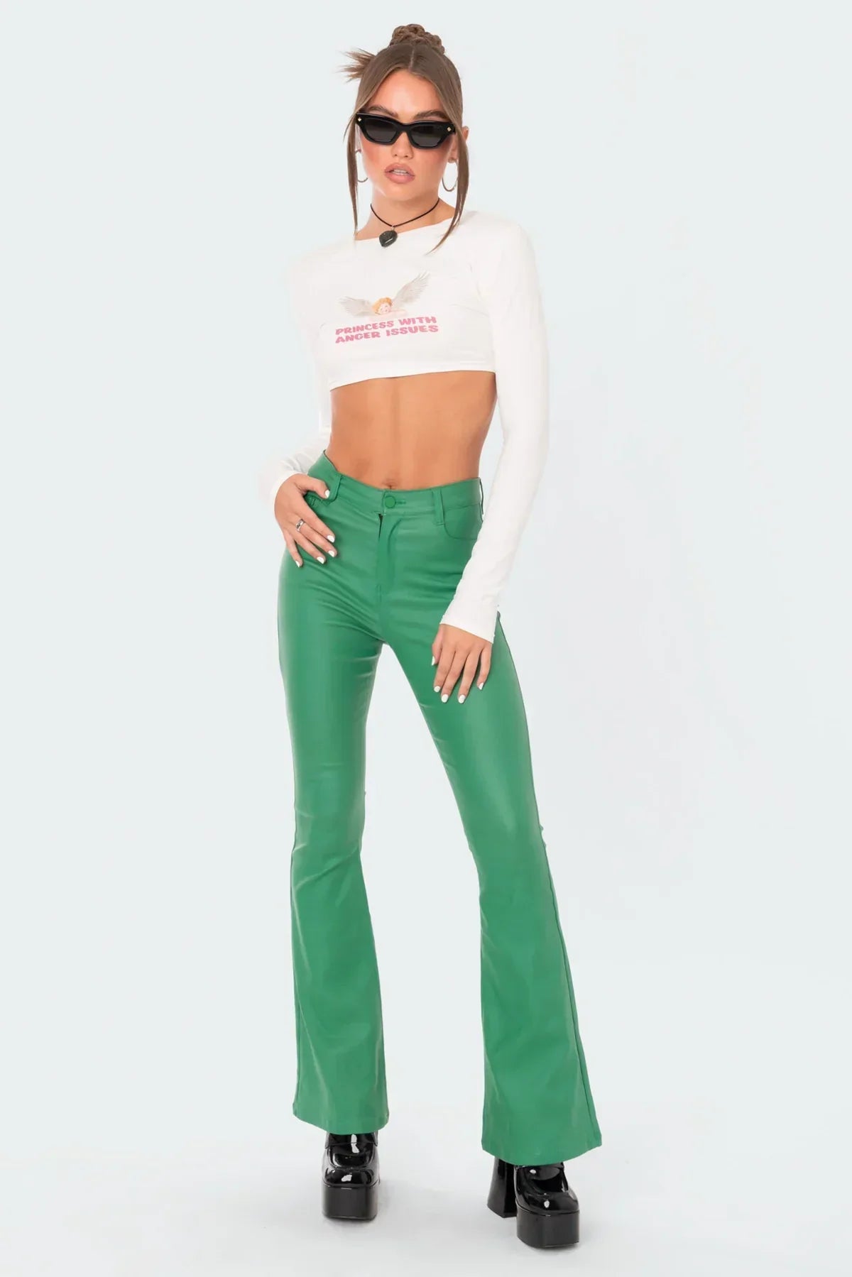 Vivian | Flared Faux Leather Trousers
