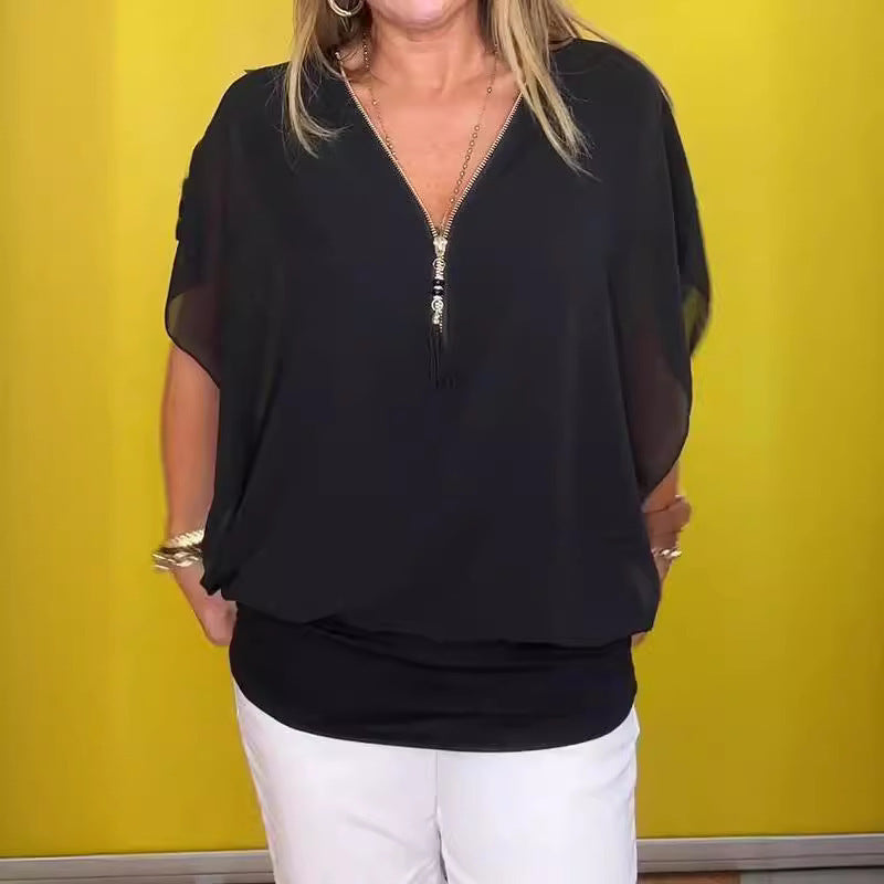 Amelia™ - Casual Top with Relaxed Bat Sleeves