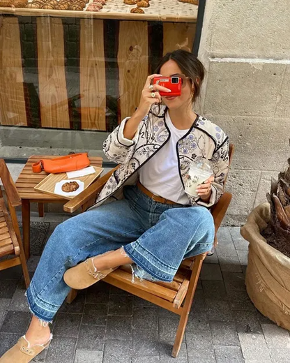 Luna™ - Retro Floral Quilted Cotton Jacket