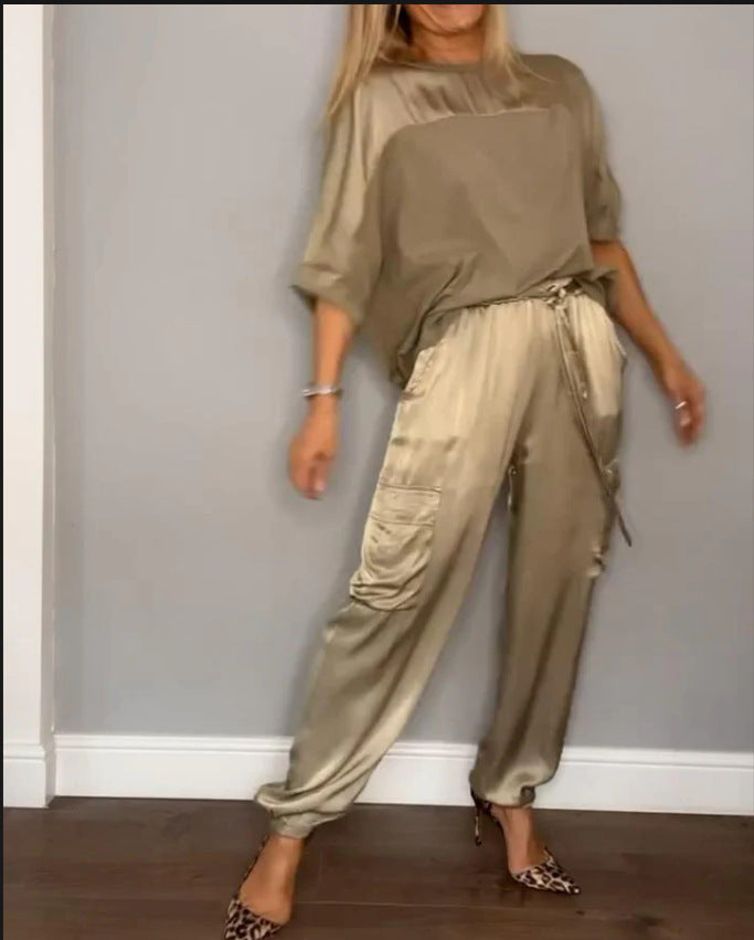 Elegant Satin Dreams Two-Piece Ensemble