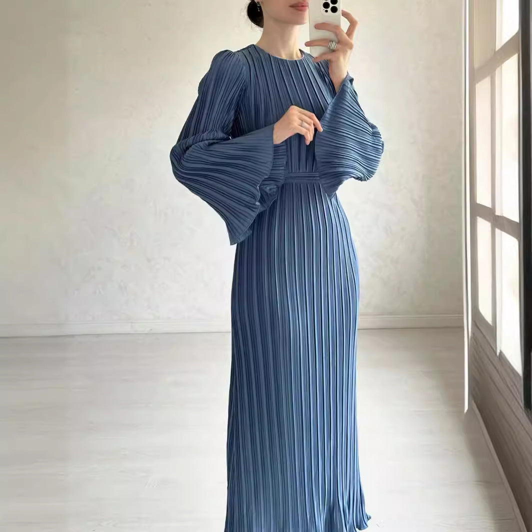 Seraphina™ - Graceful Pleated Long Sleeve Gown