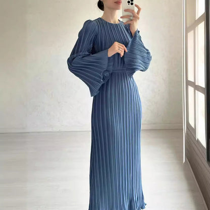 Seraphina™ - Graceful Pleated Long Sleeve Gown