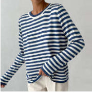 New Knitted Striped Long Sleeved Top