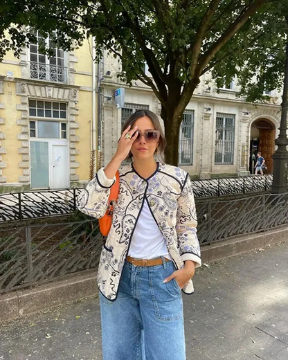Luna™ - Retro Floral Quilted Cotton Jacket