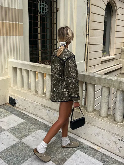 Luna™ - Retro Floral Quilted Cotton Jacket