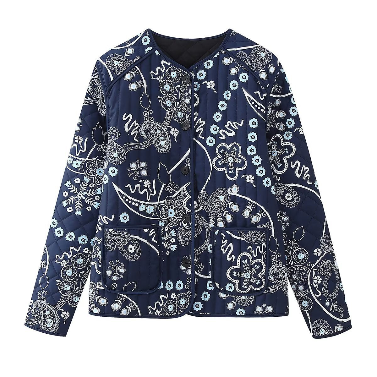 Luna™ - Retro Floral Quilted Cotton Jacket