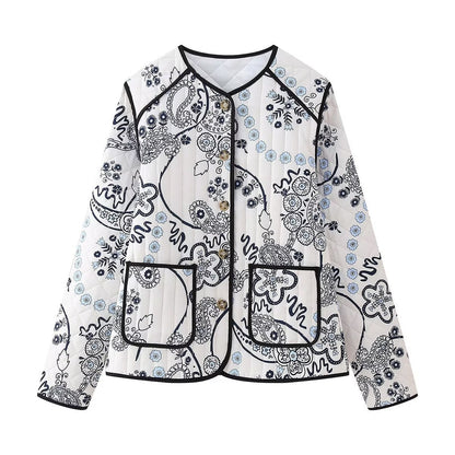 Luna™ - Retro Floral Quilted Cotton Jacket
