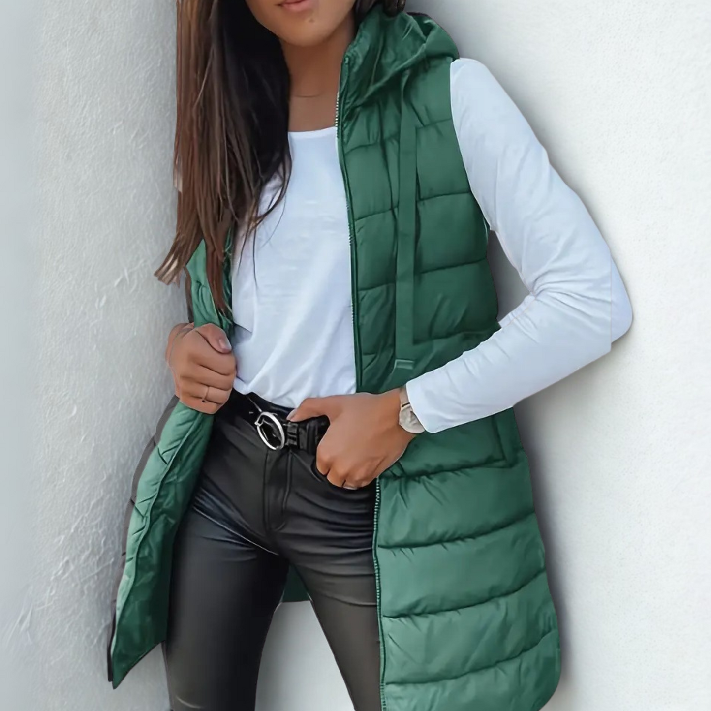 Charlotte | Sleeveless Hooded Long Puffer Gilet