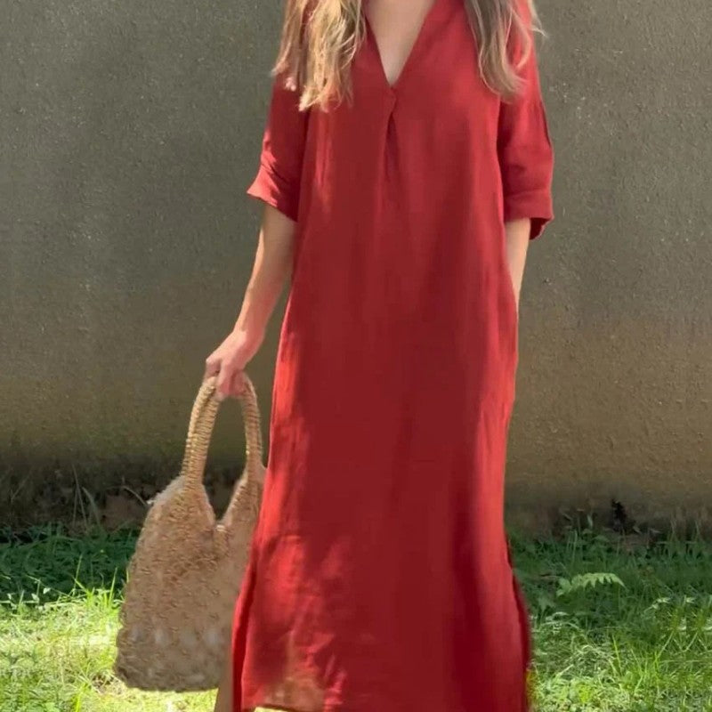 Clara V-Neck Midi Dress