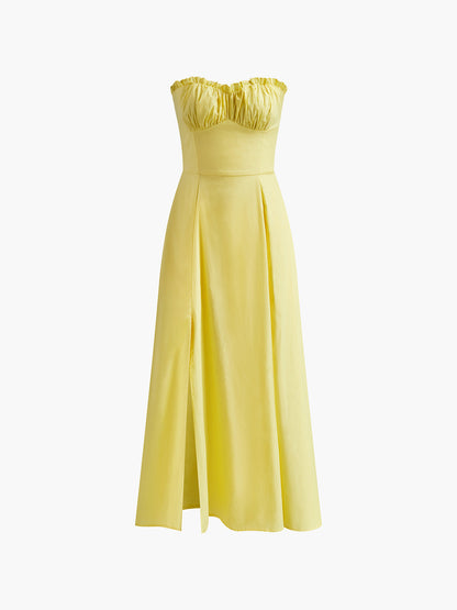 Annie | Lemon Midi Dress with Corset Fit