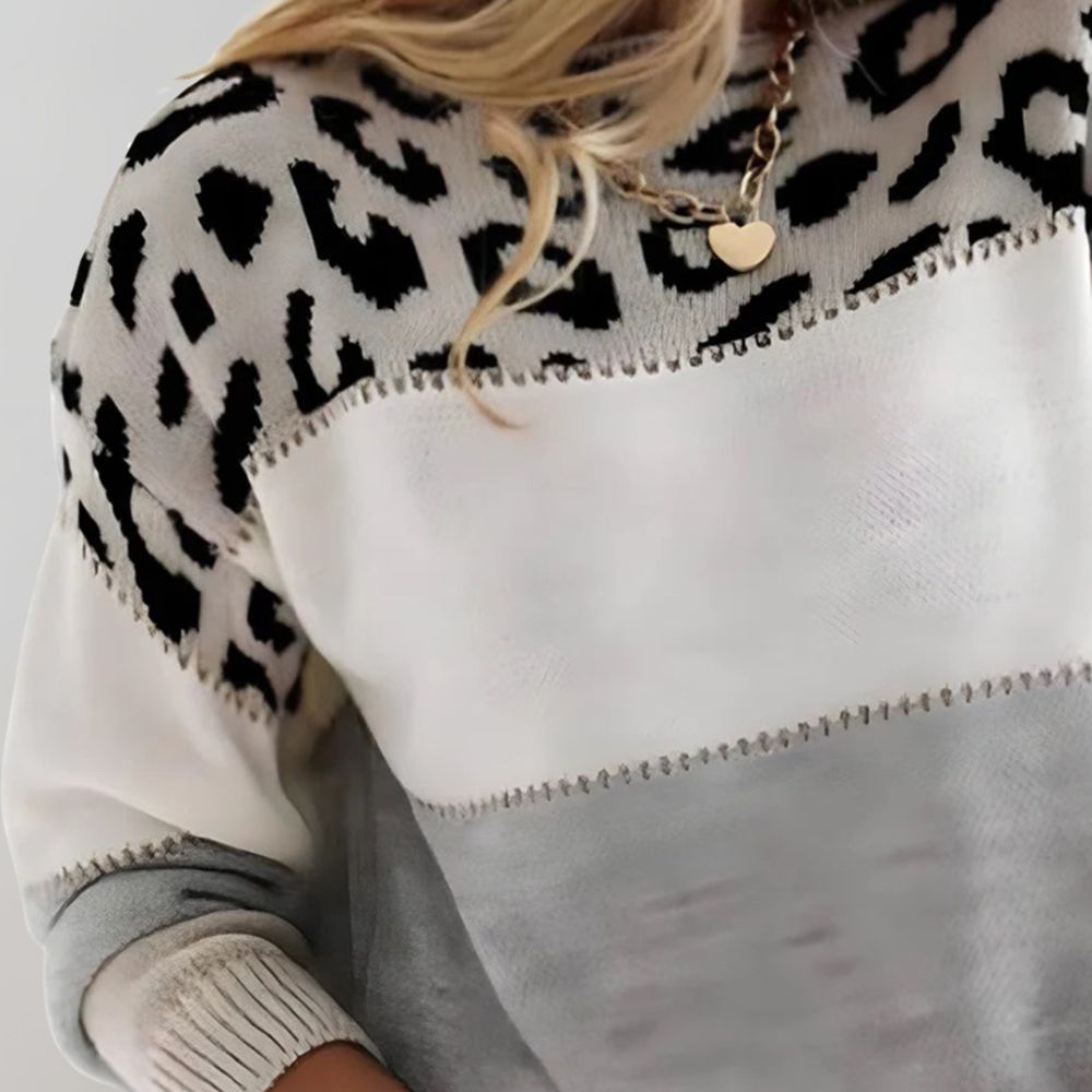 Serena™ – Sweater with Leopard Accent