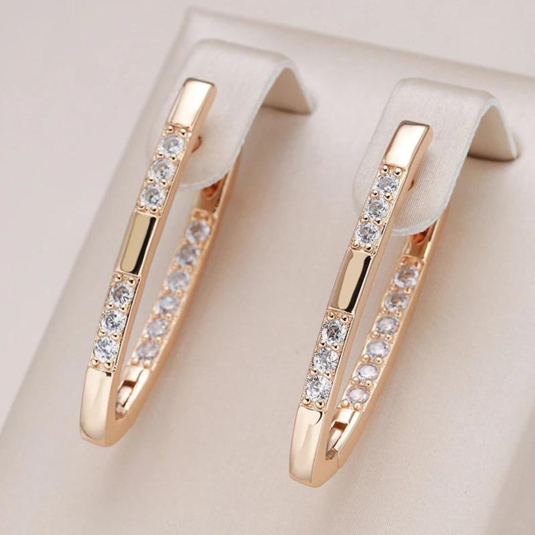 Gold Zirconia Earrings with an Elegant Design