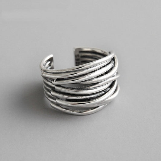 Adjustable Layered Ring in 925 Sterling Silver