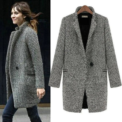 Vanessa™ | Elegant Checkered Long Coat