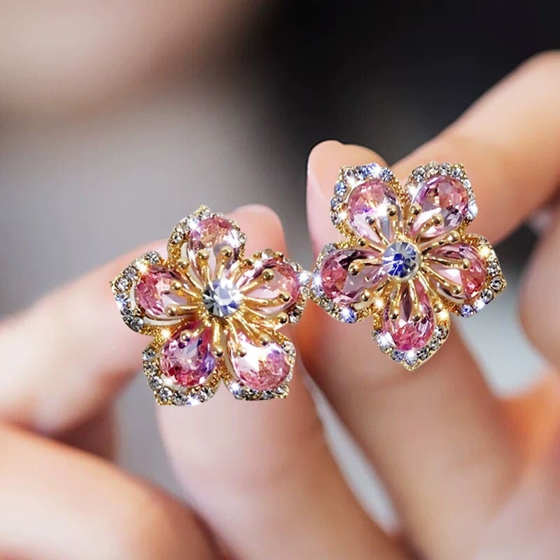 Sterling Silver Earrings with Multicolored Zirconia