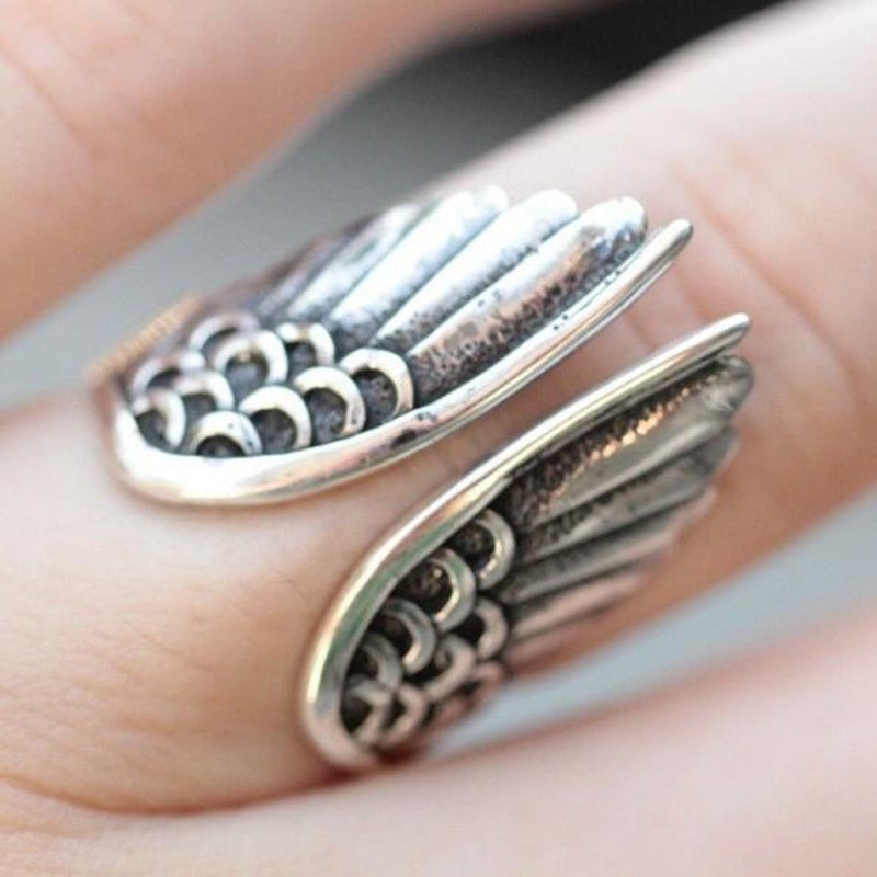 925 Sterling Silver Adjustable Angel Ring