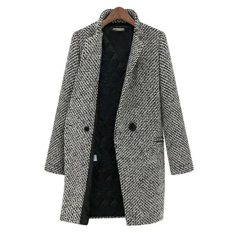 Vanessa™ | Elegant Checkered Long Coat