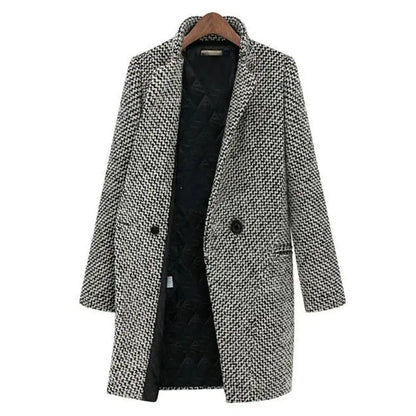 Vanessa™ | Elegant Checkered Long Coat