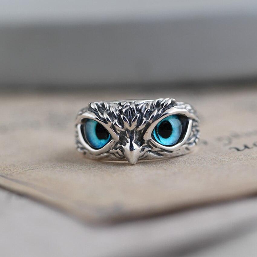 Silver and Opal Adjustable Ring Featuring the Owl of Good Luck