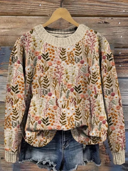 Sienna™ - Bohemian Floral Knit Sweater