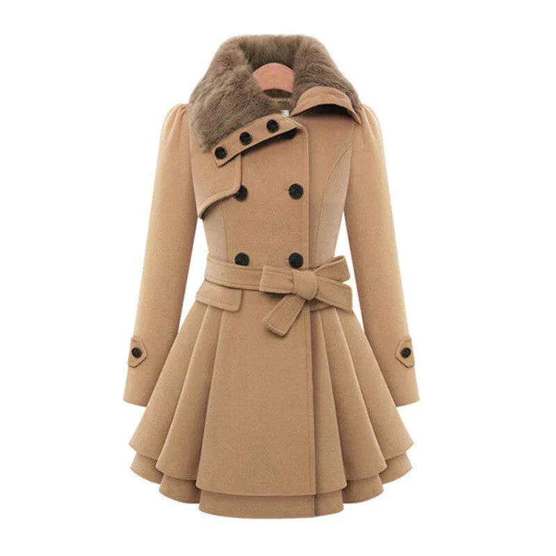 Geneva | Chic Trench Coat Featuring Faux Fur Details