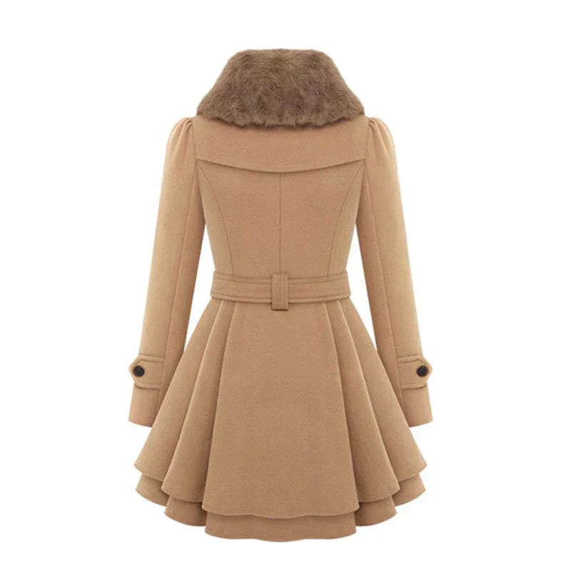 Geneva | Chic Trench Coat Featuring Faux Fur Details