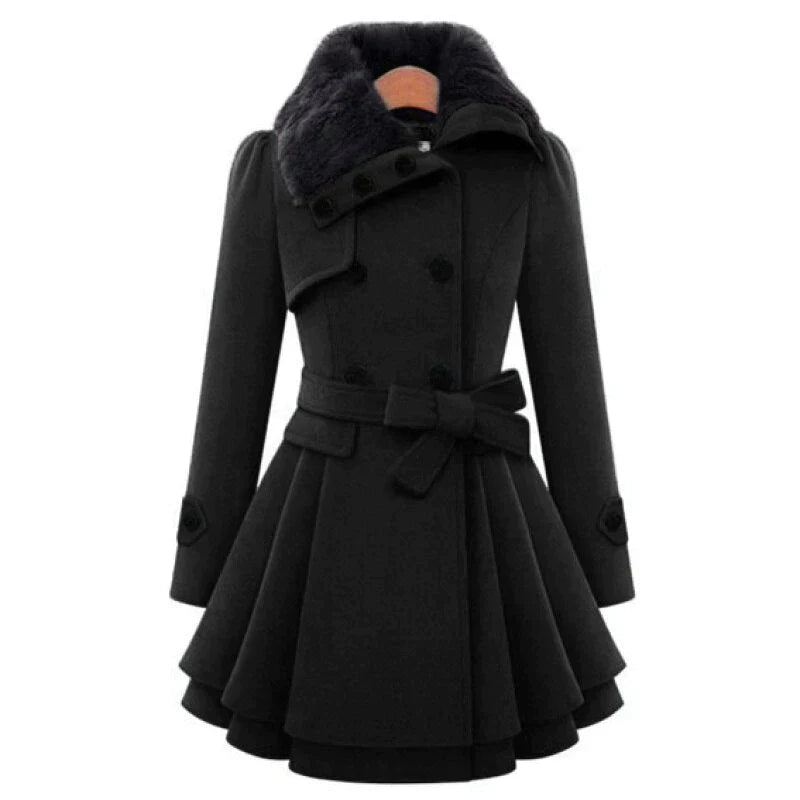 Geneva | Chic Trench Coat Featuring Faux Fur Details