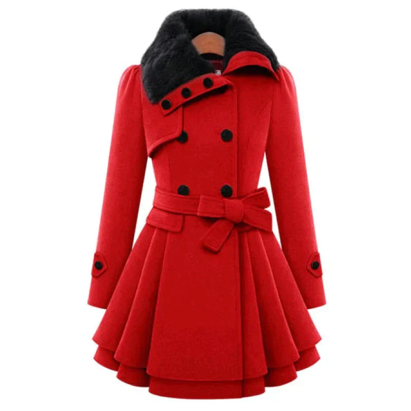 Geneva | Chic Trench Coat Featuring Faux Fur Details