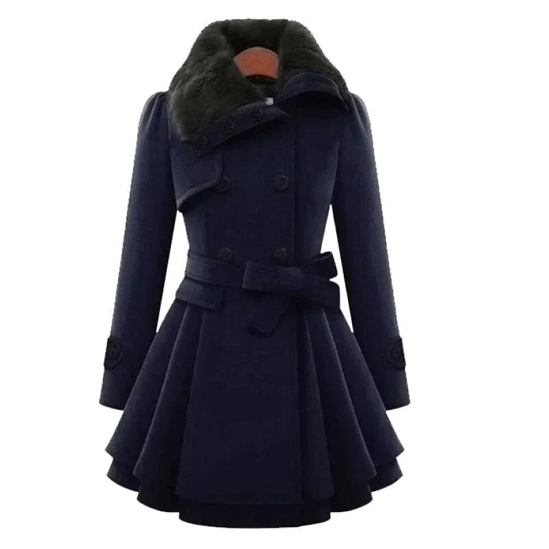Geneva | Chic Trench Coat Featuring Faux Fur Details