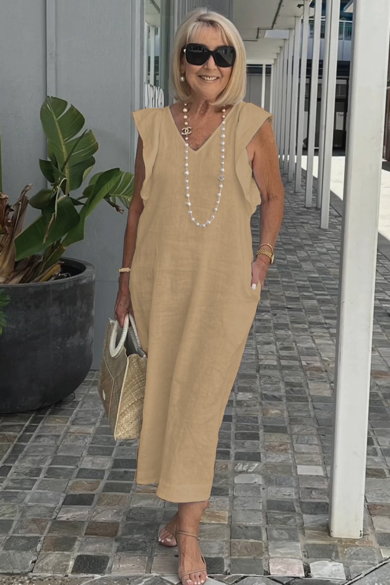 Sunlit Sleeveless Linen Dress