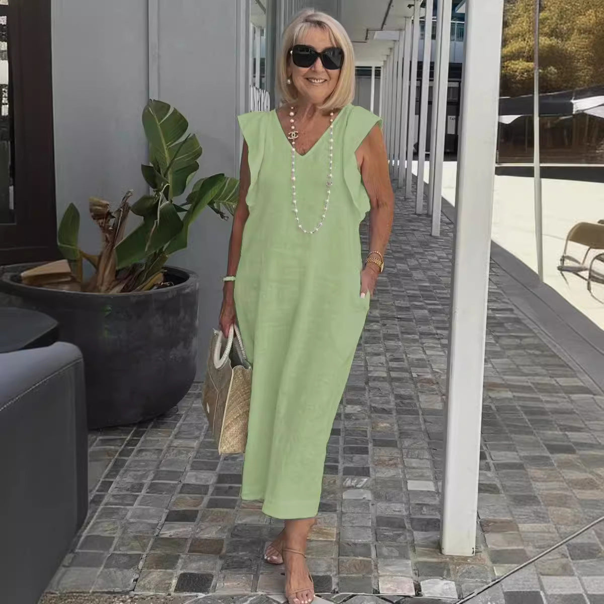 Sunlit Sleeveless Linen Dress