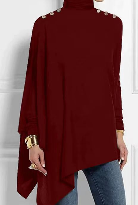 Seren™ - Elegant Button-Up Cape Blouse