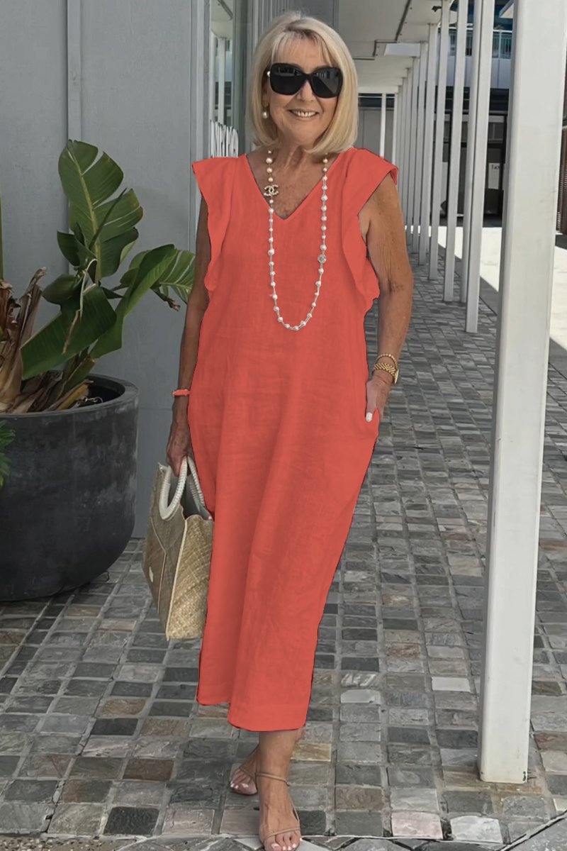 Sunlit Sleeveless Linen Dress