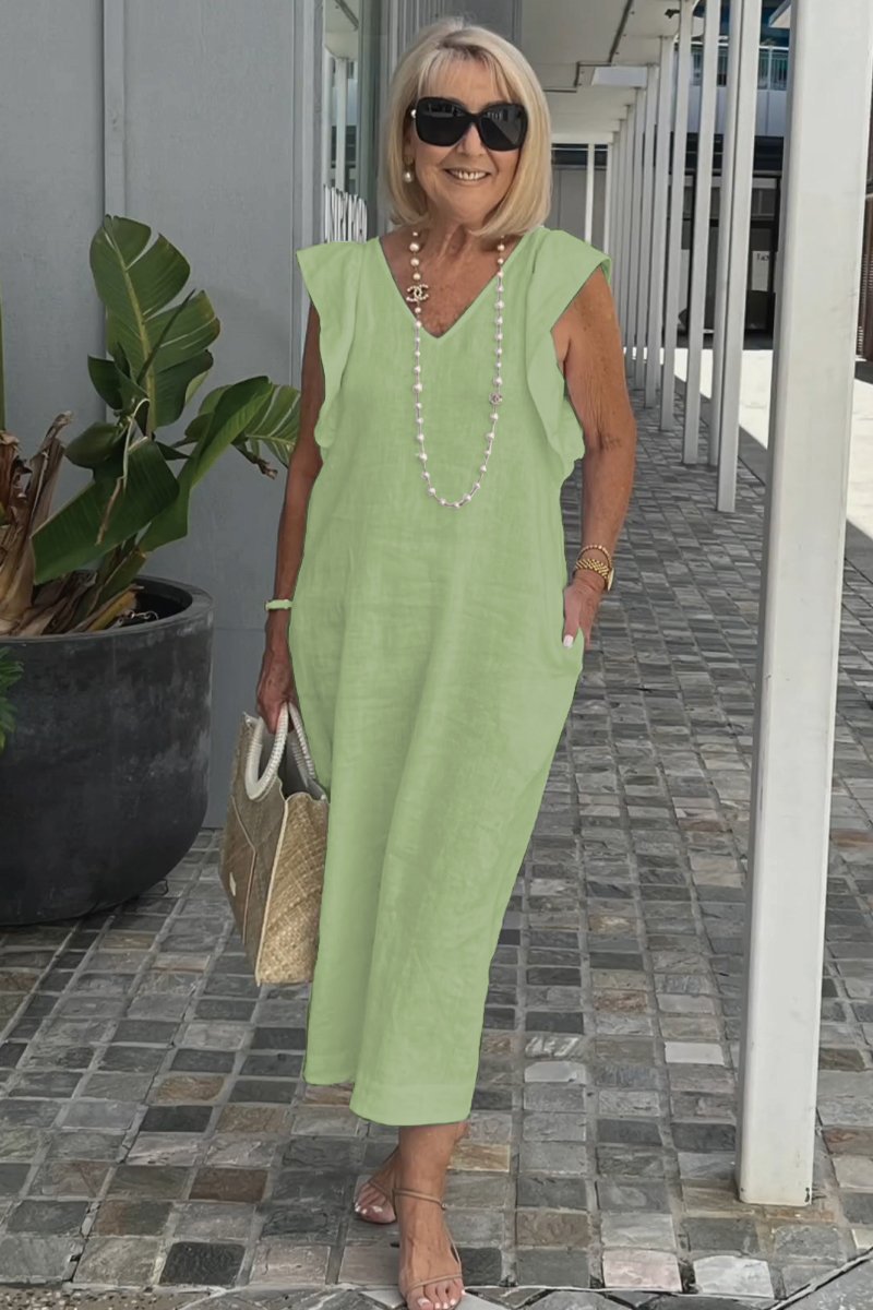 Sunlit Sleeveless Linen Dress
