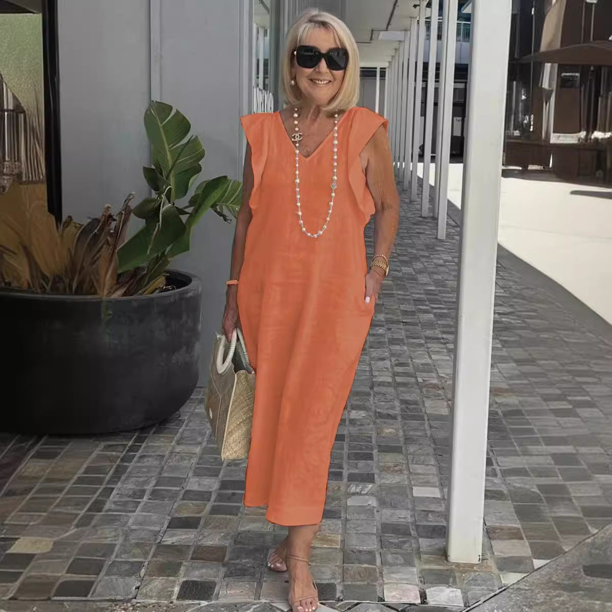 Sunlit Sleeveless Linen Dress
