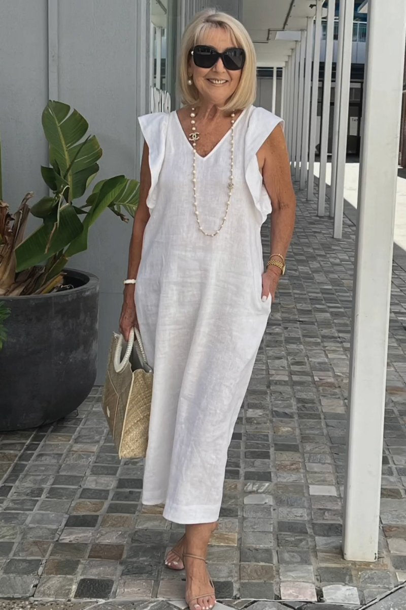 Sunlit Sleeveless Linen Dress