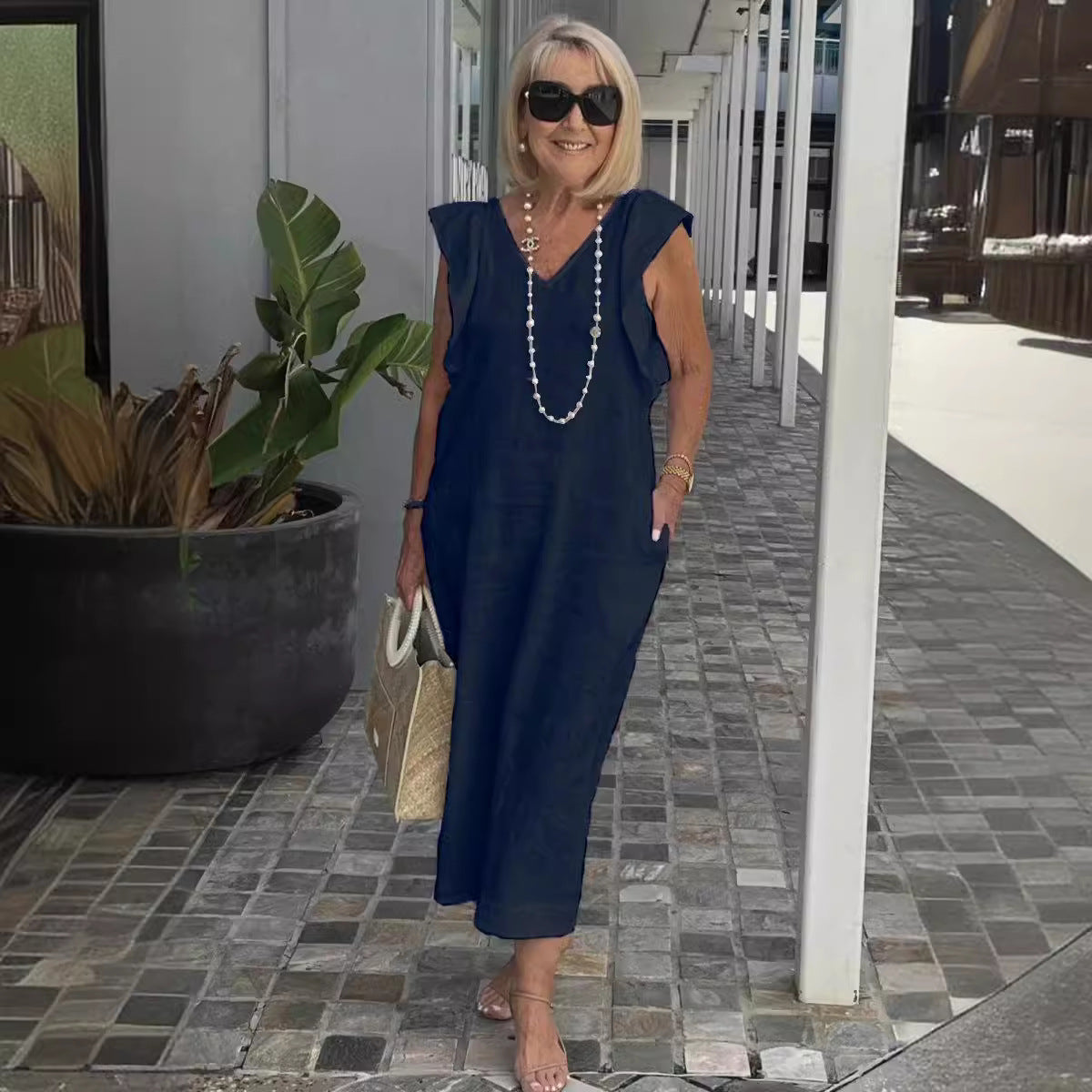 Sunlit Sleeveless Linen Dress